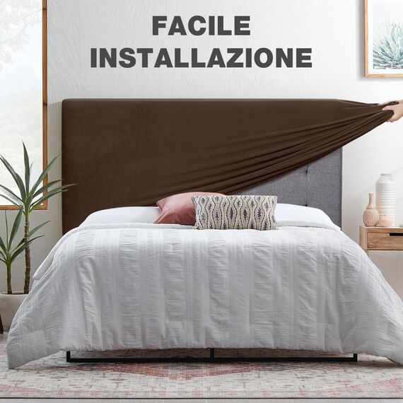 TAOCOCO Bett Kopfteil Bezug, Kopfteilbezug für Doppelbett, elastischer Kopfteilbezug, weicher Samtstoff, waschbar, All-in-One-Design, Braun, 150-170 cm