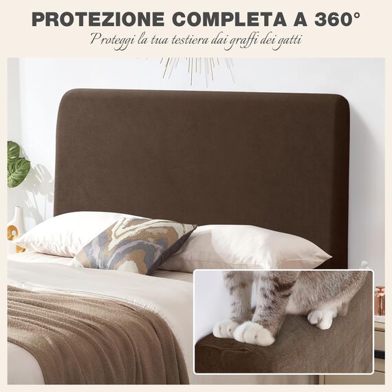 TAOCOCO Bett Kopfteil Bezug, Kopfteilbezug für Doppelbett, elastischer Kopfteilbezug, weicher Samtstoff, waschbar, All-in-One-Design, Braun, 150-170 cm