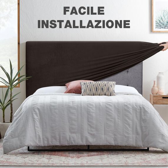 TAOCOCO Bett Kopfteil Bezug, Kopfteilbezug für Doppelbett, elastischer Kopfteilbezug, weicher Samtstoff, waschbar, All-in-One-Design, Schokoladenbraun, 200-220 cm