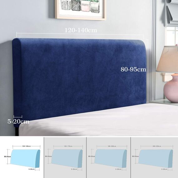 TAOCOCO Bett Kopfteil Bezug, Kopfteilbezug für Doppelbett, elastischer Kopfteilbezug, weicher Samtstoff, waschbar, All-in-One-Design, Navy blau, 120-140 cm