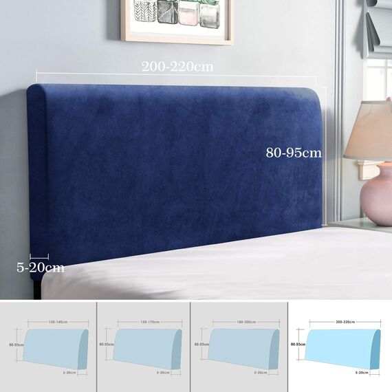 TAOCOCO Bett Kopfteil Bezug, Kopfteilbezug für Doppelbett, elastischer Kopfteilbezug, weicher Samtstoff, waschbar, All-in-One-Design, Dunkelblau, 200-220 cm