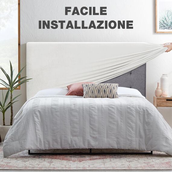 TAOCOCO Bett Kopfteil Bezug, Kopfteilbezug für Doppelbett, elastischer Kopfteilbezug, weicher Samtstoff, waschbar, All-in-One-Design, Weiß, 200-220 cm