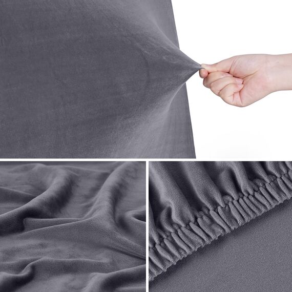 TAOCOCO Bett Kopfteil Bezug, Kopfteilbezug für Doppelbett, elastischer Kopfteilbezug, weicher Samtstoff, waschbar, All-in-One-Design, Grau, 150-170 cm