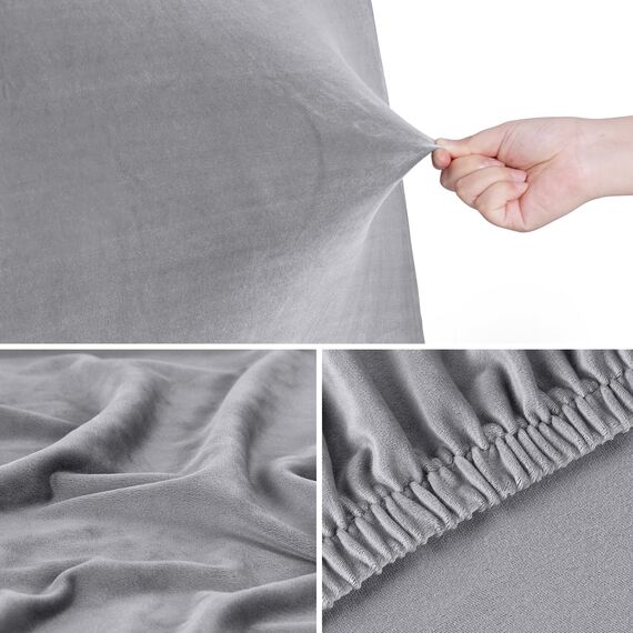 TAOCOCO Bett Kopfteil Bezug, Kopfteilbezug für Doppelbett, elastischer Kopfteilbezug, weicher Samtstoff, waschbar, All-in-One-Design, Hellgrau, 180-200 cm