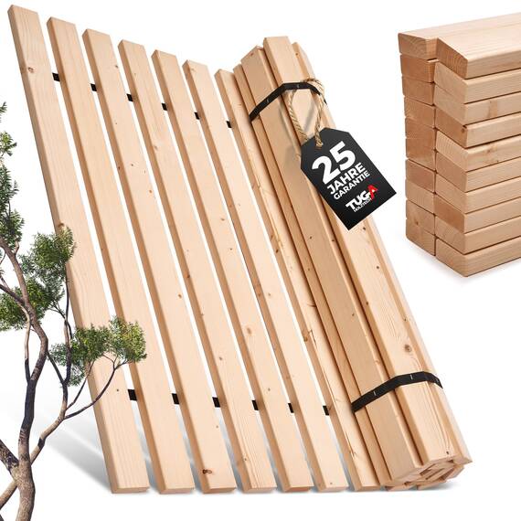 TUGA - Holztech Rollrost Lattenrost 140 x 190 cm 29mm 500kg stabilster Bettrost Rolllattenrost