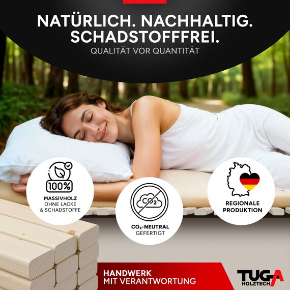 TUGA - Holztech Rollrost 27 LEISTEN 300Kg 120 x 190 cm Lattenrost Rolllattenrost Bettrost Qualität aus Deutschland
