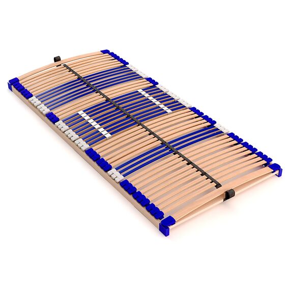 Stabiler Lattenrost 100% BUCHE Lattenrahmen - Nicht verstellbar, starr - SCHULTERFRÄSUNG, 7 Zonen, 44 Federleisten, Härte-Regulierung, Mittelgurt - FIX Comfort 44® - fertig montiert (130x200cm)