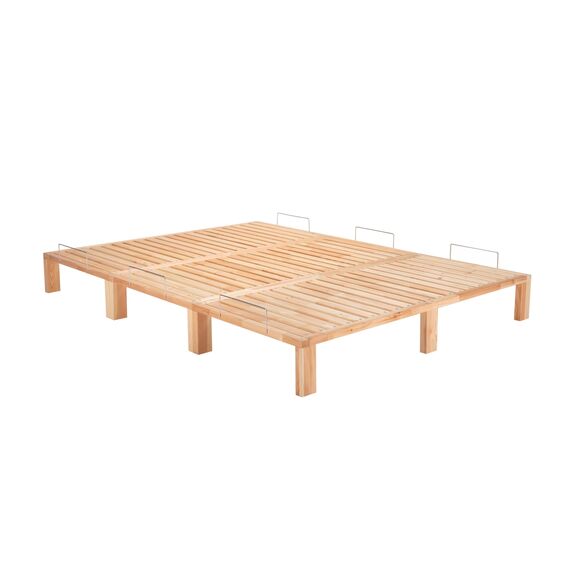Gigapur Kiefer massiv Holzbett G56, naturbelassen, Liegefläche 210x200 cm, mit Standardfuß 25 cm Höhe, inkl. Lattenrost und Matratzenbügeln, Best. aus 3X 70 x 200 cm