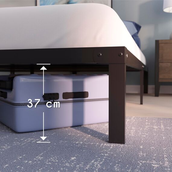 Dreamzie Bett 200x200 mit Lattenrost Metall 41cm Metallrahmenbett Robust, Leichte Montage, Umfangreicher Stauraum