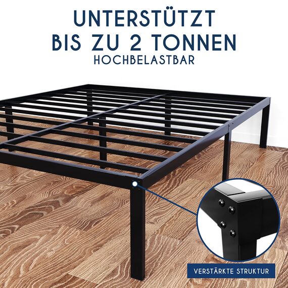 Dreamzie Bett 150x190 mit Lattenrost Metall 41cm Bettgestell Robust, Leichte Montage, Umfangreicher Stauraum - Metallbett