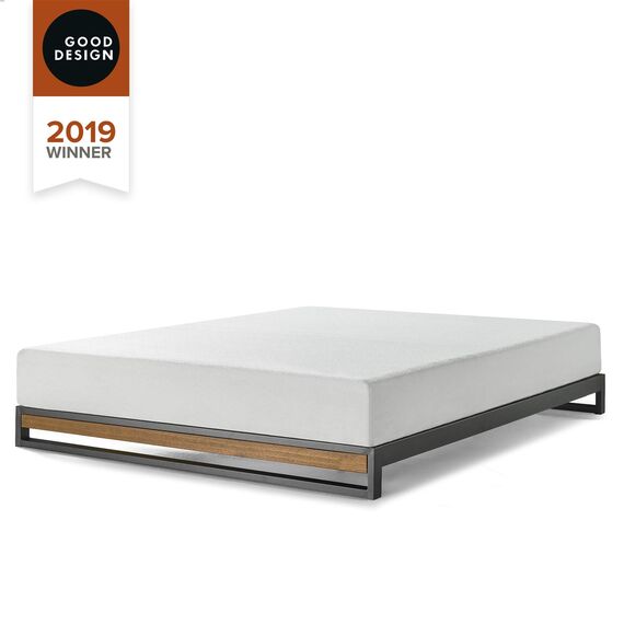 ZINUS Suzanne 15 cm Plattformbettrahmen aus Metall und Holz | Holzlattenrost | Einfache Montage | 180 x 200 cm | Kastanienbraun