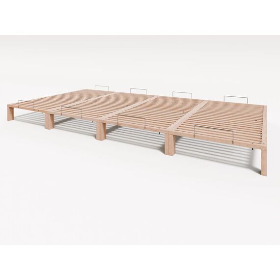 Gigapur Überlänge 220cm, Kiefer massiv Holzbett G56,naturbelassen, Liegefläche 340x220cm, mit Standardfuß 25cm Höhe, inkl. Lattenrost und Matratzenbügeln