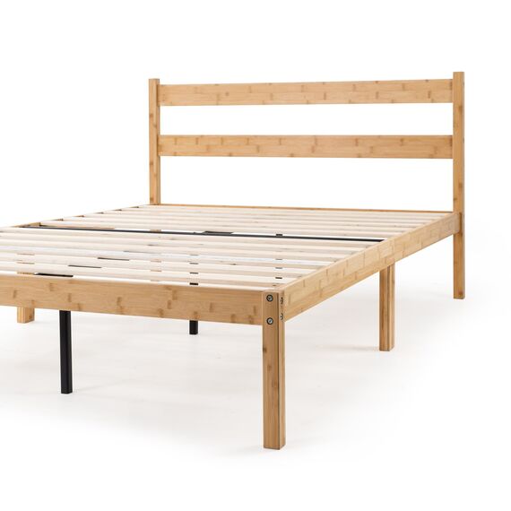 Zinus Ellie Bettgestell 140x200 cm mit Kopfteil - Bett 140x200 mit Lattenrost aus Holz - 35 cm Hohe Bambus-Plattform mit Freiraum Darunter - Kompakte Verpackung & Einfache Montage - Braun