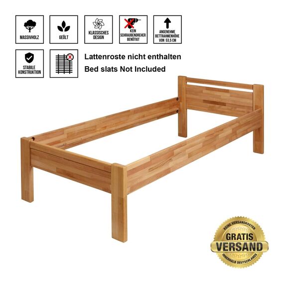 Krok Wood Seniorenbett SiSi aus Massivholz (Buche, 120 x 200 cm)