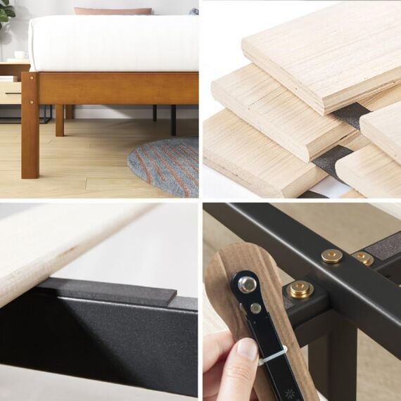 Zinus Ellie Bett mit Stauraum unter dem Bett - Bambus und Holz Plattform Bettgestell