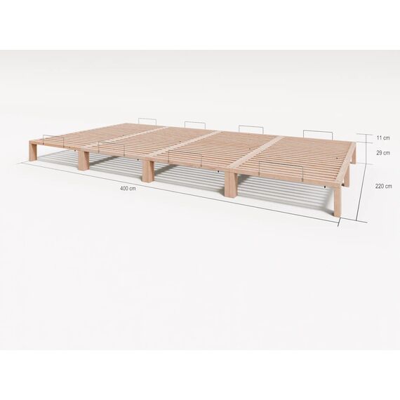Gigapur Überlänge 220cm, Kiefer massiv Holzbett G56,naturbelassen, Liegefläche 290x220cm, mit Standardfuß 25cm Höhe, inkl. Lattenrost und Matratzenbügeln