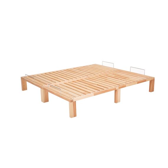 Gigapur Kiefer massiv Holzbett G56, naturbelassen, Liegefläche 190x200 cm, mit Standardfuß 25 cm Höhe, inkl. Lattenrost und Matratzenbügeln, Best. aus 1x 90 x 200 cm, 1x 100 x 200 cm