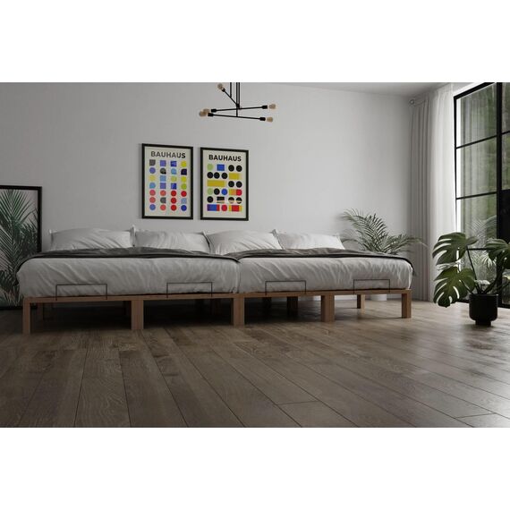 Gigapur Überlänge 220cm, Kiefer massiv Holzbett G56,naturbelassen, Liegefläche 380x220cm, mit Standardfuß 25cm Höhe, inkl. Lattenrost und Matratzenbügeln