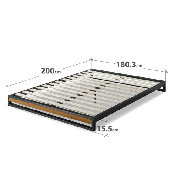 ZINUS Suzanne 15 cm Plattformbettrahmen aus Metall und Holz | Holzlattenrost | Einfache Montage | 180 x 200 cm | Kastanienbraun