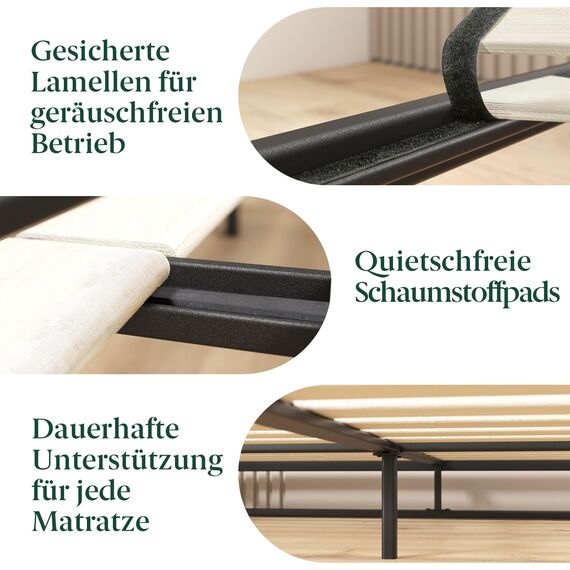 Zinus Trisha Metallbett 90x200 cm - Höhe 18cm mit Unterbettstauraum - BettgestellettgestellBettgestell BettgestellBettgestellBettgestellBettgestellBettgestellmit Latternhost - Schwarz