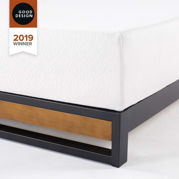 ZINUS Suzanne 15 cm Plattformbettrahmen aus Metall und Holz | Holzlattenrost | Einfache Montage | 180 x 200 cm | Kastanienbraun