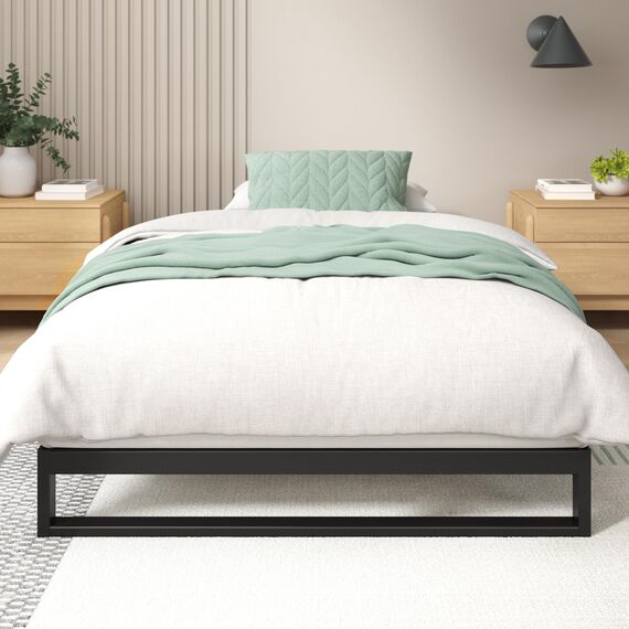 ZINUS Trisha 18 cm Metallrahmenbett | Lattenrost | Holzlattenunterstützung | 100 x 200 cm | Schwarz