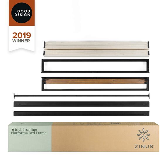 ZINUS Suzanne 15 cm Plattformbettrahmen aus Metall und Holz | Holzlattenrost | Für Erwachsene, Kinder, Jugendliche | Einfache Montage | 90 x 200 cm | Kastanienbraun