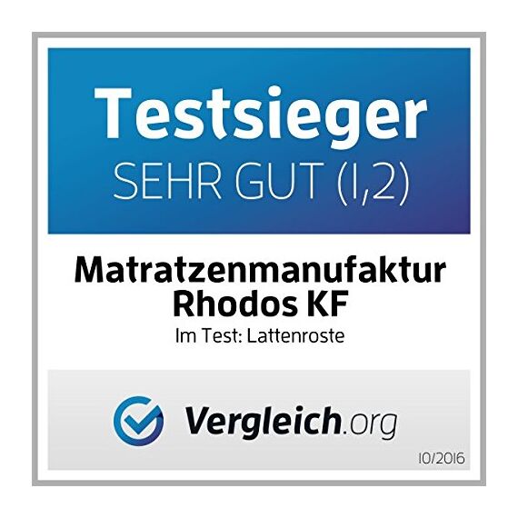 7 Zonen Lattenrost Rhodos® KF, Kopf- und Fußteil verstellbar, 44 Leisten, Querholme BUCHE massiv, Mittelgurt, fertig montiert, TÜV/GS Gesichert Geprüft ID 1111212908, 80 x 200 cm