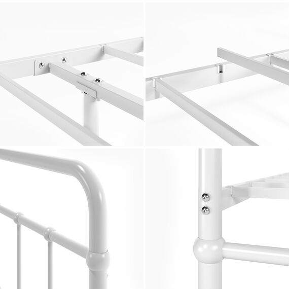 Zinus Florence Bett 100x200 cm - Höhe 30 cm mit Unterbettstauraum - Metall-Plattformbettrahmen mit Kopf- und Fußteil - Weiß