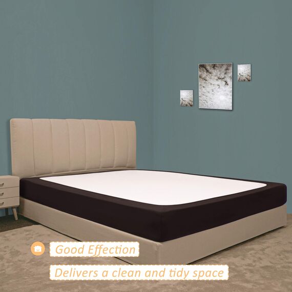 Mrs Awesome Stretch-Jersey-Boxspring-Bezug, Bettvolant-Alternative, ultraweich und knitterarm, Queen/Queen XL, Schokoladenbraun