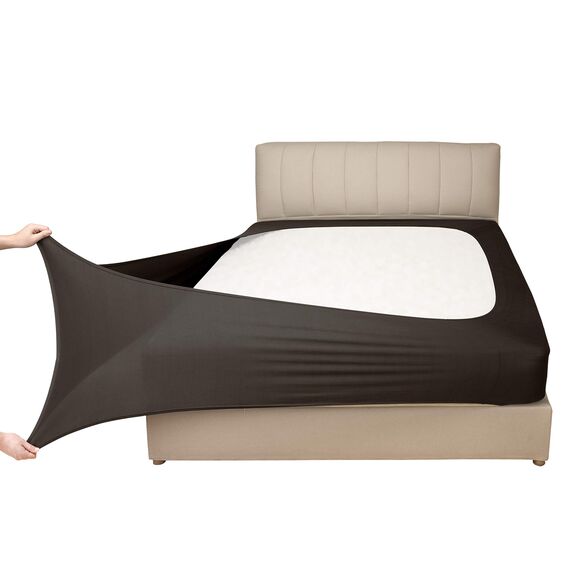 Mrs Awesome Stretch-Jersey-Boxspring-Bezug, Bettvolant-Alternative, ultraweich und knitterarm, Queen/Queen XL, Schokoladenbraun
