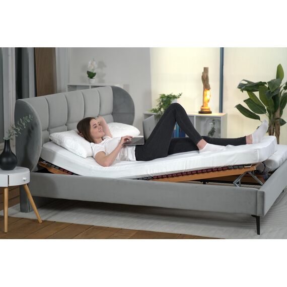 7 Zonen Lattenrost Rhodos® KF, Kopf- und Fußteil verstellbar, 44 Leisten, Triokautschukkappen, Querholme BUCHE massiv, Mittelgurt, fertig montiert, TÜV/GS Gesichert Geprüft ID 1111212908, 80 x 220 cm