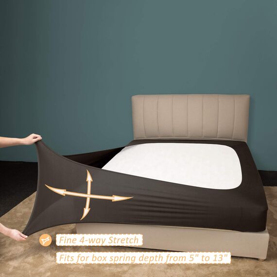 Mrs Awesome Stretch-Jersey-Boxspring-Bezug, Bettvolant-Alternative, ultraweich und knitterarm, Queen/Queen XL, Schokoladenbraun