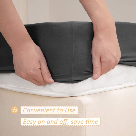 Mrs Awesome Stretch-Jersey-Bezug für Boxspringbett, Bettvolant, ultraweich und knitterarm, Queen/Queen XL, Dunkelgrau