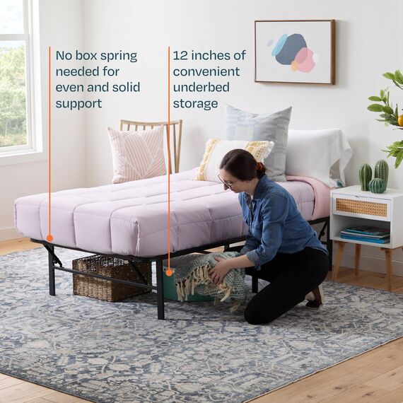 Linenspa Bettrahmen Platform Bed Frame, Polyester, schwarz, Twin