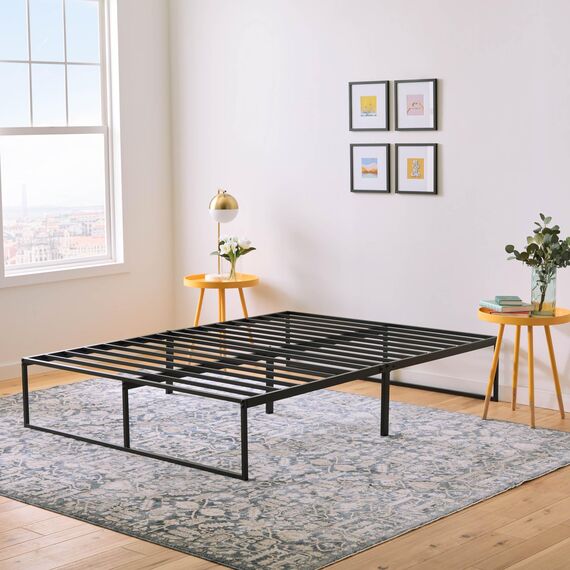 Linenspa Bettrahmen Platform Bed Frame, Polyester, Schwarz, Twin