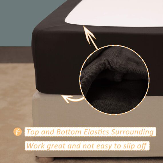 Mrs Awesome Stretch-Jersey-Boxspring-Bezug, Bettvolant-Alternative, ultraweich und knitterarm, Queen/Queen XL, Schokoladenbraun