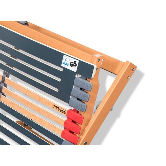FMP Matratzenmanufaktur 7 Zonen Lattenrost Rhodos® EL | Kopf- und Fußteil elektrisch verstellbar | fertig montiert | 44 Leisten | Notabsenkung | TÜV Rheinland GS | Mittelgurt | Funk | 80x210 cm