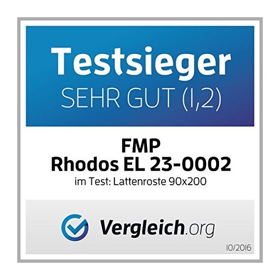 FMP Matratzenmanufaktur 7 Zonen Lattenrost Rhodos® EL | Kopf- und Fußteil elektrisch verstellbar | fertig montiert | 44 Leisten | Notabsenkung | TÜV Rheinland GS | Mittelgurt | 90x200 cm