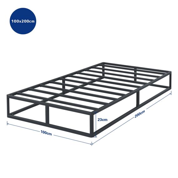 Olee Sleep 22cm Modernes Metall-Plattform-Bettgestell / Bett / Stahl-Lattenrost / Matratzenrahmen / Kein Boxspring Erforderlich / 100 x 200cm / Twin XL / Schwarz