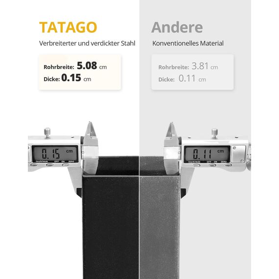 TATAGO 41 cm Metall Plattform Bettgestell/Stahl Lamellenstütze/Keine Boxfeder nötig, einfache Montage, Queen Size