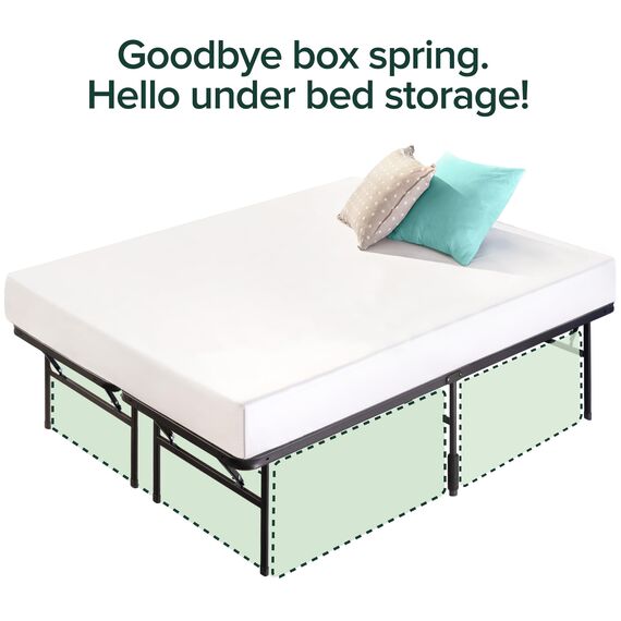 ZINUS Shawn 35,6 cm Metall SmartBase Bettrahmen Plattformbettrahmen ohne Boxspringbett Stabiler Stahlrahmen Unterbettaufbewahrung Queen