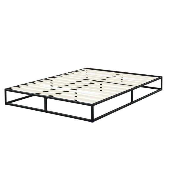 Olee Sleep 22cm Modernes Metall-Plattform-Bettgestell / Bett Mit Holzlatten / Matratzenrahmen / Kein Boxspring Erforderlich / 100 x 200cm / Twin XL / Schwarz