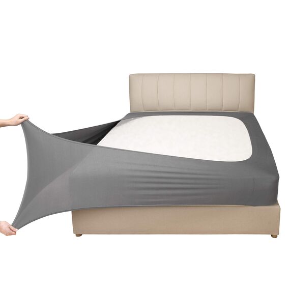 Stretch-Jersey-Bezug für Boxspringbett, Bettvolant, ultraweich und knitterarm, King/Cal King, Hellgrau