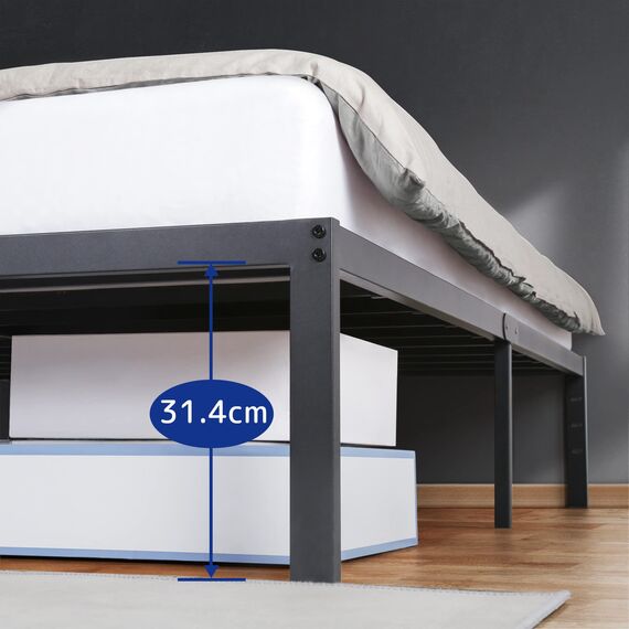 Olee sleep 35cm Stabiler Stahlbett / Stahl-Lattenrost / Anti-Rutsch-Unterstützung / Matratzenunterbau / Metallbett / Bettrahmen / Bett / 90 x 200cm / Twin / Schwarz / Metall
