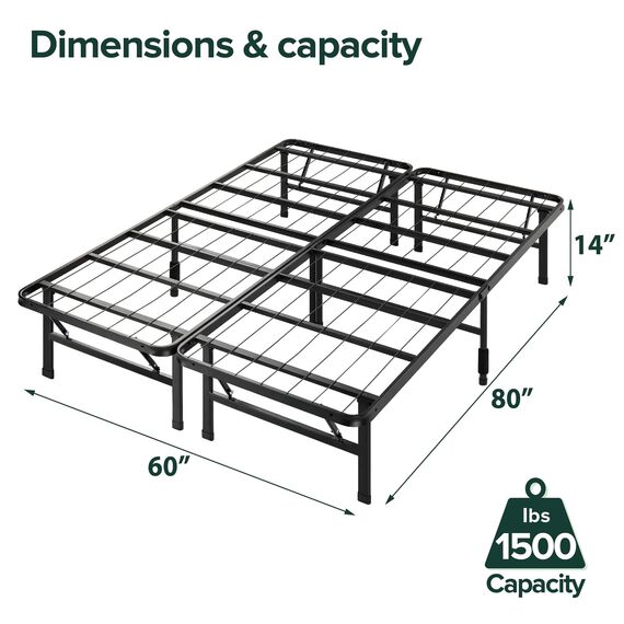 ZINUS Shawn 35,6 cm Metall SmartBase Bettrahmen Plattformbettrahmen ohne Boxspringbett Stabiler Stahlrahmen Unterbettaufbewahrung Queen