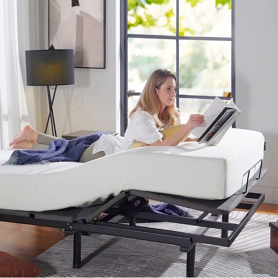 ZINUS Smart Adjust(TM) verstellbares Bettgestell mit Wandumarmungstechnologie und anpassbarer Beinhöhe, kabellose Fernbedienung und USB-Anschlüsse, Kopf- und Fußneigung, Twin XL