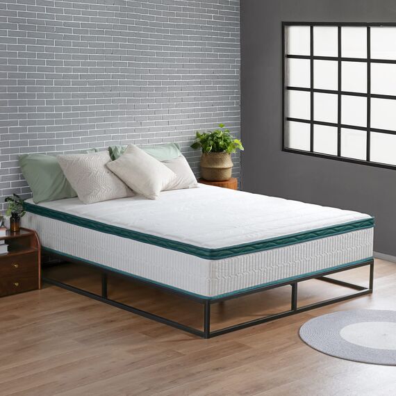 Olee Sleep 22cm Modernes Metall-Plattformbett / Metallbettgestell / Stahl-Lattenrost / Matratzenrahmen / Kein Boxspring erforderlich / 140 x 200cm / Full / Schwarz