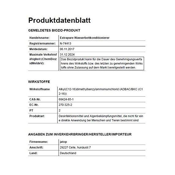 JaTop Wasserbett Conditionierer [2 x 500ml] - Für alle Wasserbetten geeignet - purer Wasserbetten Conditioner - inklusive Bubble Stop, Flüßig - Made in Germany (1Liter (2 Flaschen a 500ml))