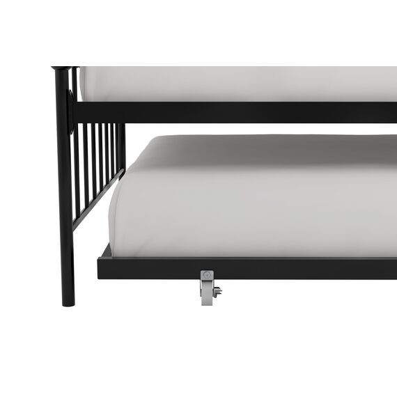 Novogratz Bright Pop Doppel-Tagesbett aus Metall, stilvoll und multifunktional, integrierte Rollen, schwarz